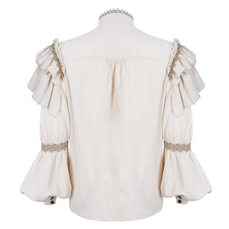 DEVIL FASHION Men's Gothic Puff Sleeved Layered Ruffled Shirt