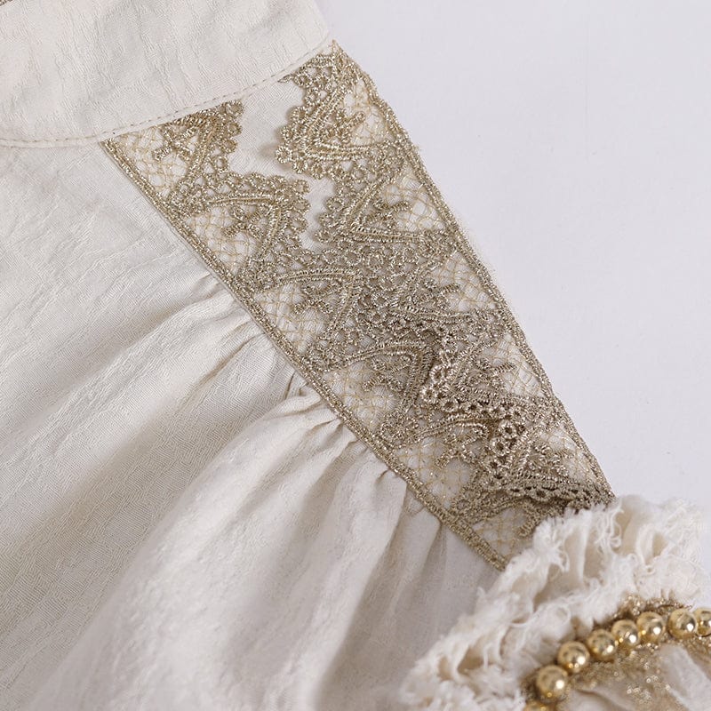 DEVIL FASHION Men's Gothic Puff Sleeved Layered Ruffled Shirt