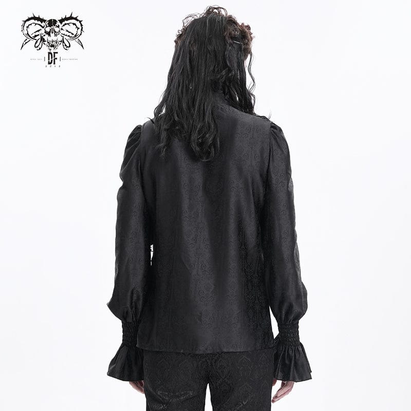 DEVIL FASHION Men's Gothic Ruffled Lace Cross Shirt