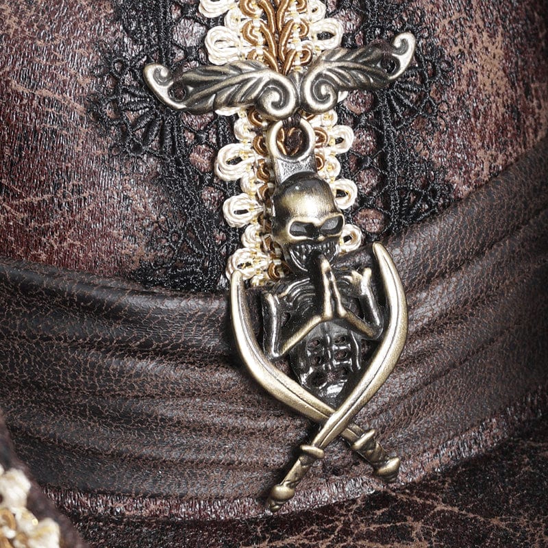 DEVIL FASHION Men's Gothic Skull Lace Hem Hat