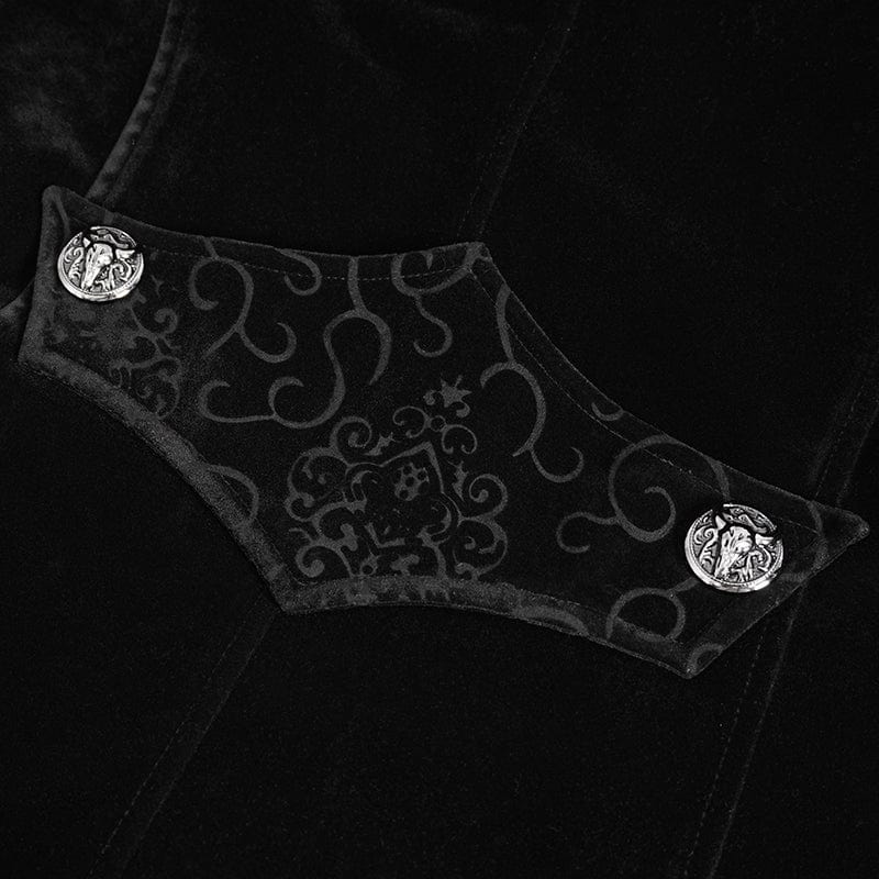 DEVIL FASHION Men's Gothic Stand Collar Lace Splice Swallow-tailed Coat Black