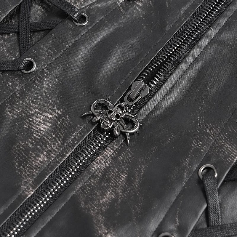 DEVIL FASHION Men's Gothic Stand Collar Strappy Splice Waistcoat