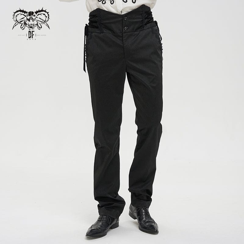DEVIL FASHION Men's Gothic Strappy High-waisted Pants