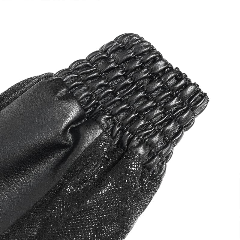 DEVIL FASHION Men's Punk Buckle Strap Faux Leather Splice Coat