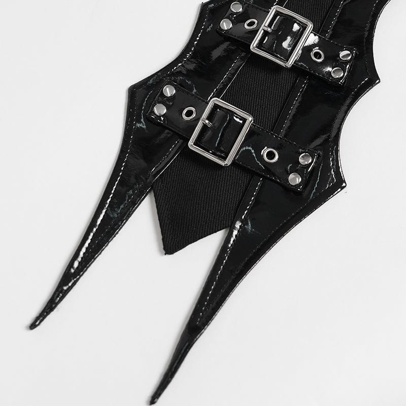 DEVIL FASHION Men's Punk Buckle Strap Ring&Chain Necktie Choker