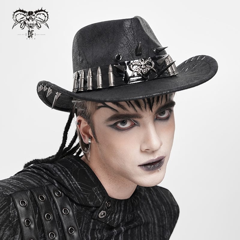 DEVIL FASHION Men's Punk Bullet Skull Rivet Hat
