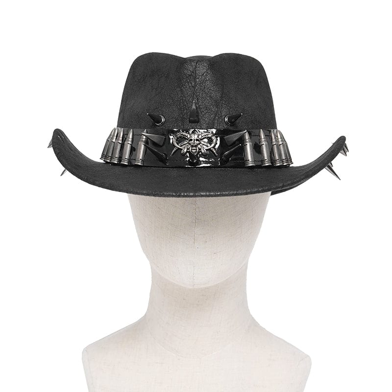 DEVIL FASHION Men's Punk Bullet Skull Studded Hat