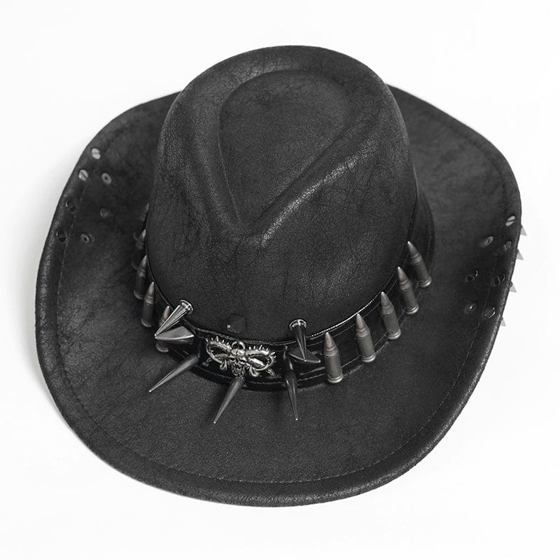 DEVIL FASHION Men's Punk Bullet Skull Studded Hat