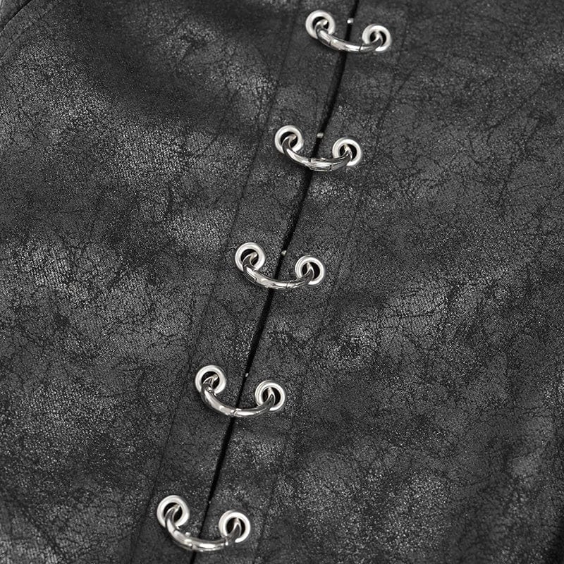 DEVIL FASHION Men's Punk D-ring Buckle Big Pockets Flared Trousers