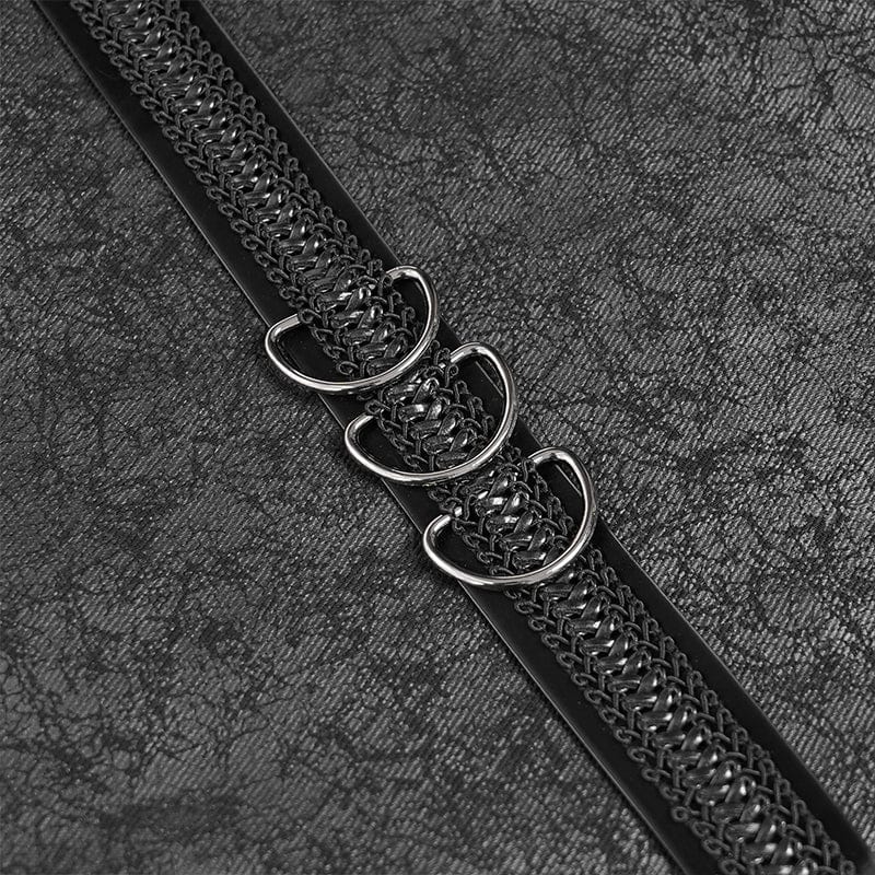 DEVIL FASHION Men's Punk D-ring Multi-zippered Buckle-up Skirt