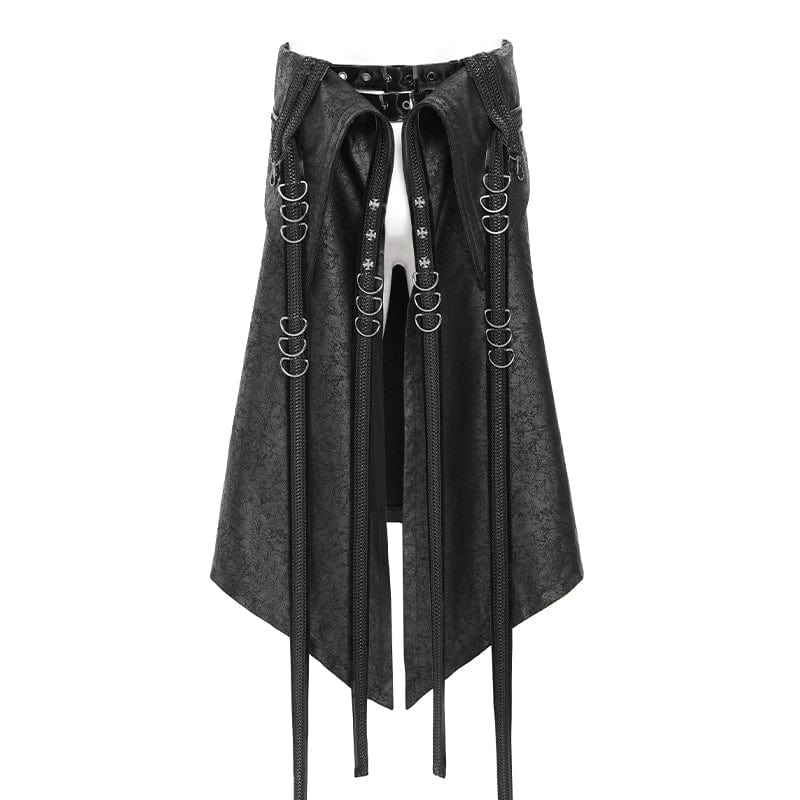 DEVIL FASHION Men's Punk D-ring Multi-zippered Buckle-up Skirt