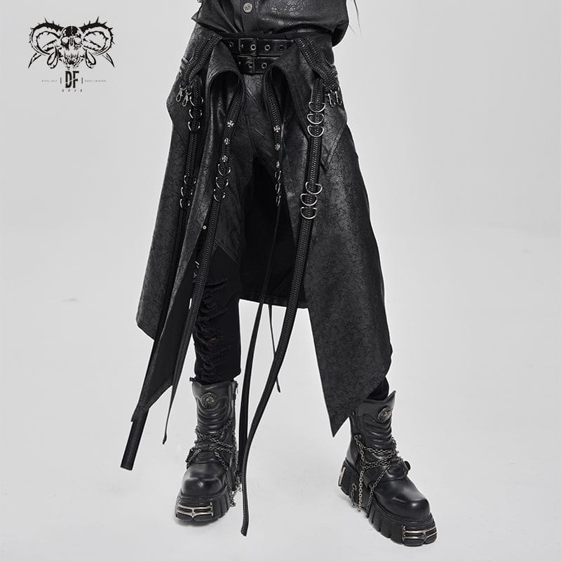 DEVIL FASHION Men's Punk D-ring Multi-zippered Buckle-up Skirt