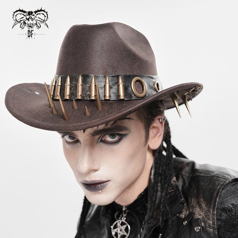 DEVIL FASHION Men's Punk Eyelet Bullet Rivet Hat