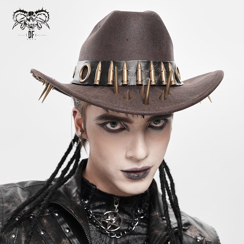 DEVIL FASHION Men's Punk Eyelet Bullet Rivet Hat
