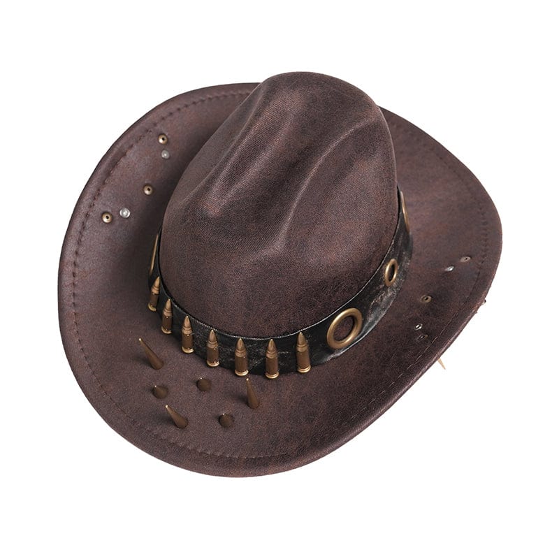 DEVIL FASHION Men's Punk Eyelet Bullet Studded Hat