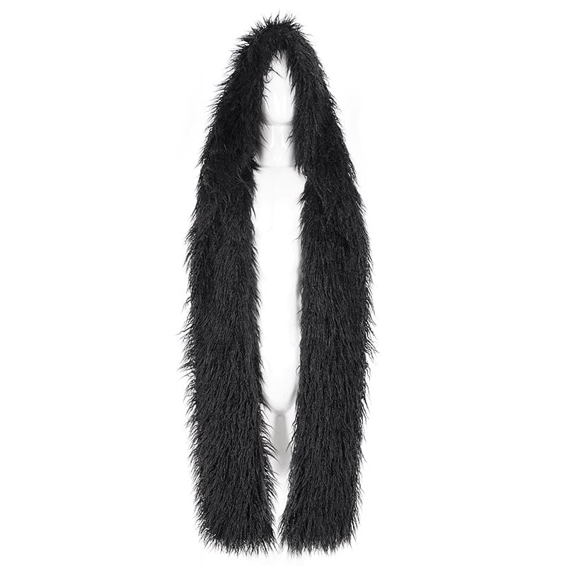 DEVIL FASHION Men's Punk Faux Fur Scarf with Hood