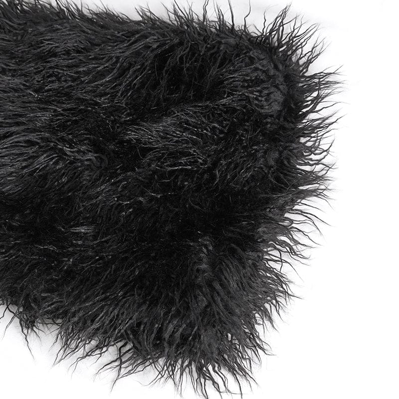 DEVIL FASHION Men's Punk Faux Fur Scarf with Hood