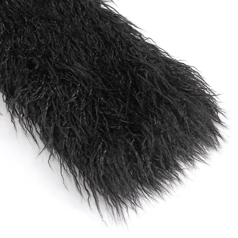 DEVIL FASHION Men's Punk Faux Fur Scarf with Hood