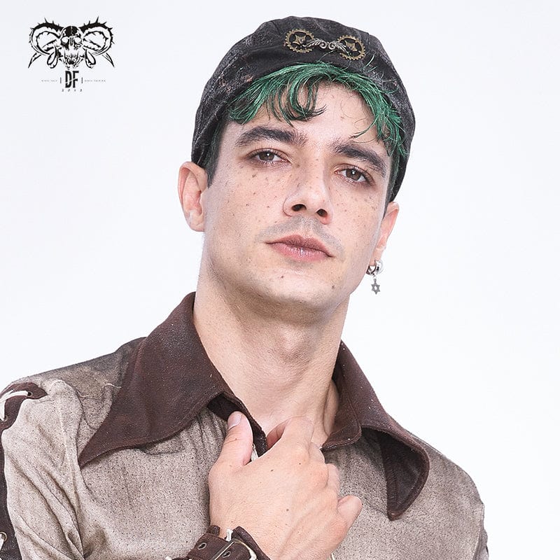 DEVIL FASHION Men's Punk Gear Lace-up Beanie