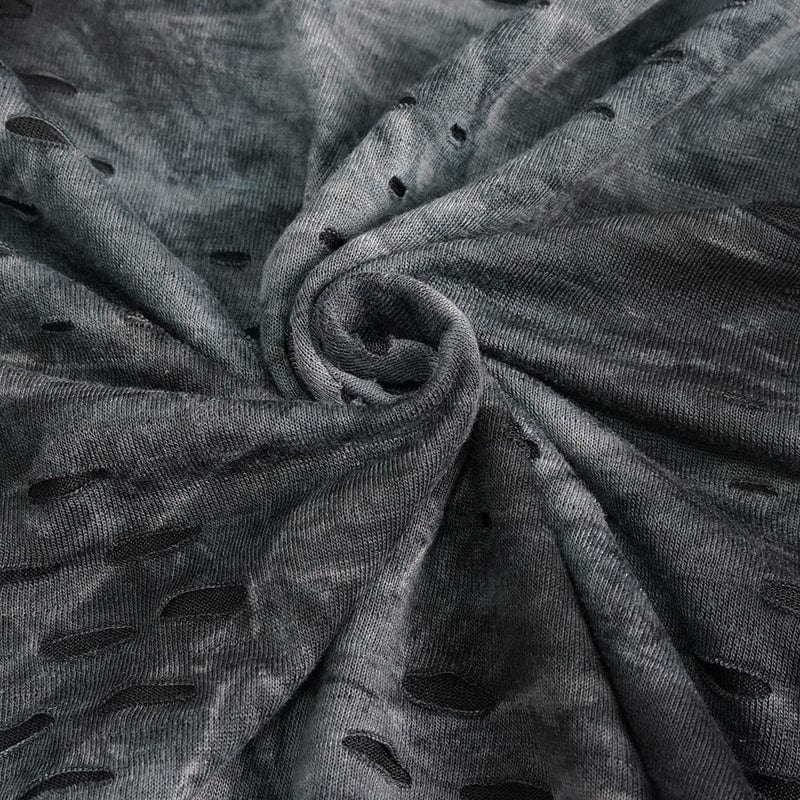 DEVIL FASHION Men's Punk Irregular Stand Collar Ripped Shirt