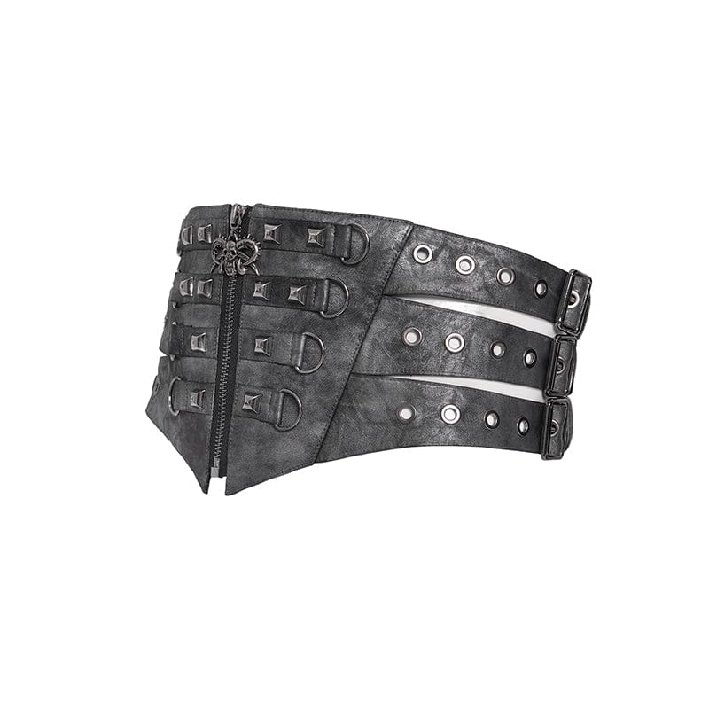 DEVIL FASHION Men's Punk Layered Rivets Zip Girdle