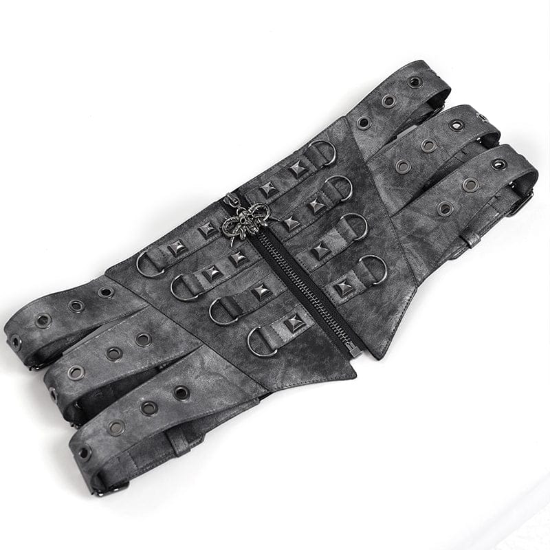 DEVIL FASHION Men's Punk Layered Rivets Zip Girdle