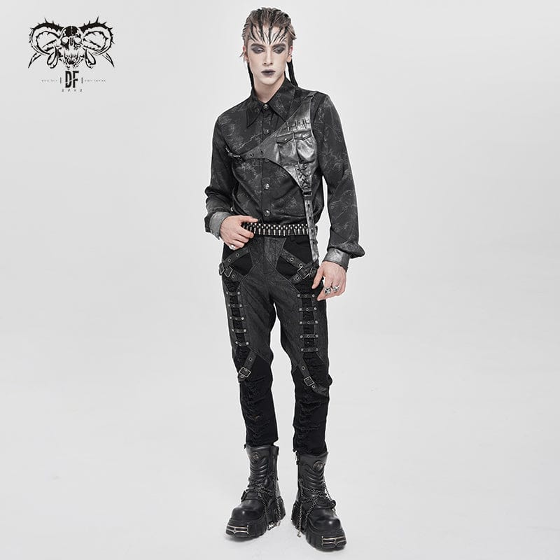 DEVIL FASHION Men's Punk Printed Bullet Shirt