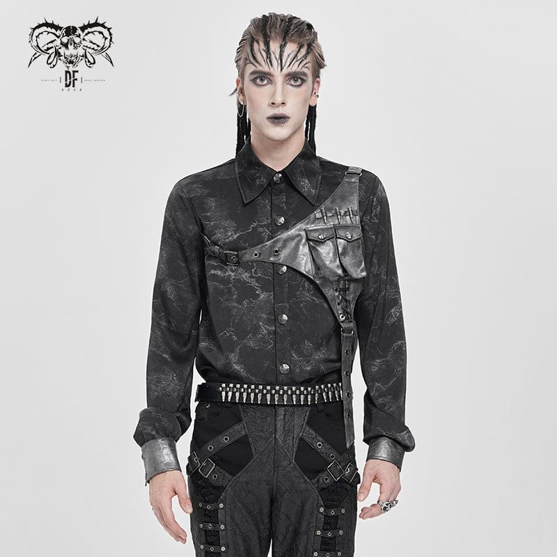 DEVIL FASHION Men's Punk Printed Bullet Shirt
