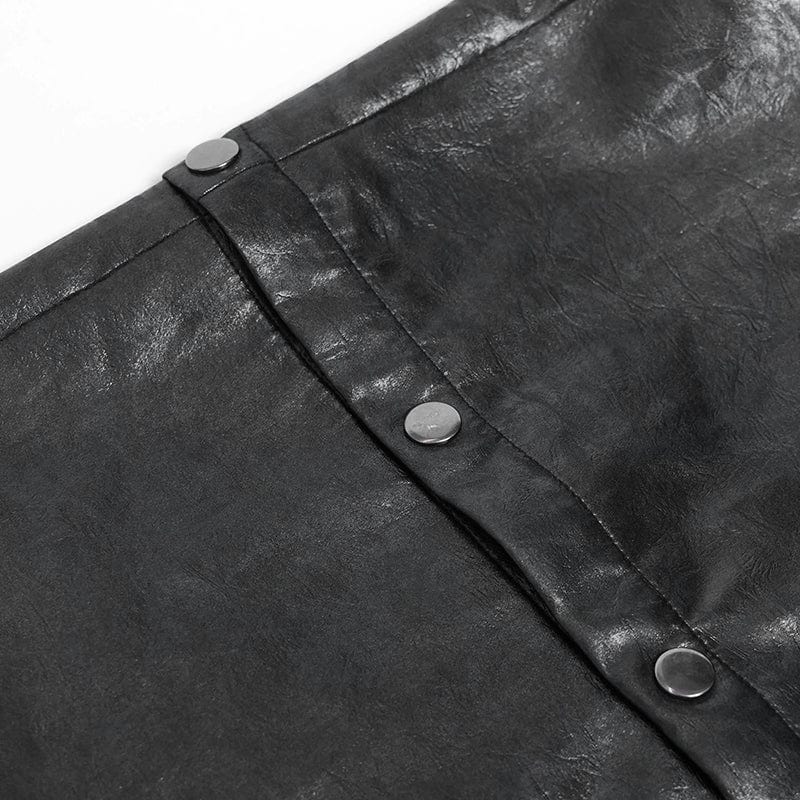 DEVIL FASHION Men's Punk Strappy Big Pockets Chained Pants