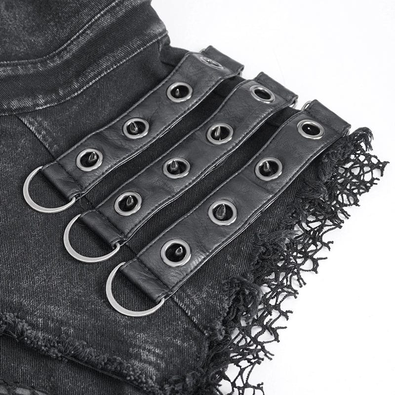 DEVIL FASHION Men's Punk Studded Distressed Unedged Vest