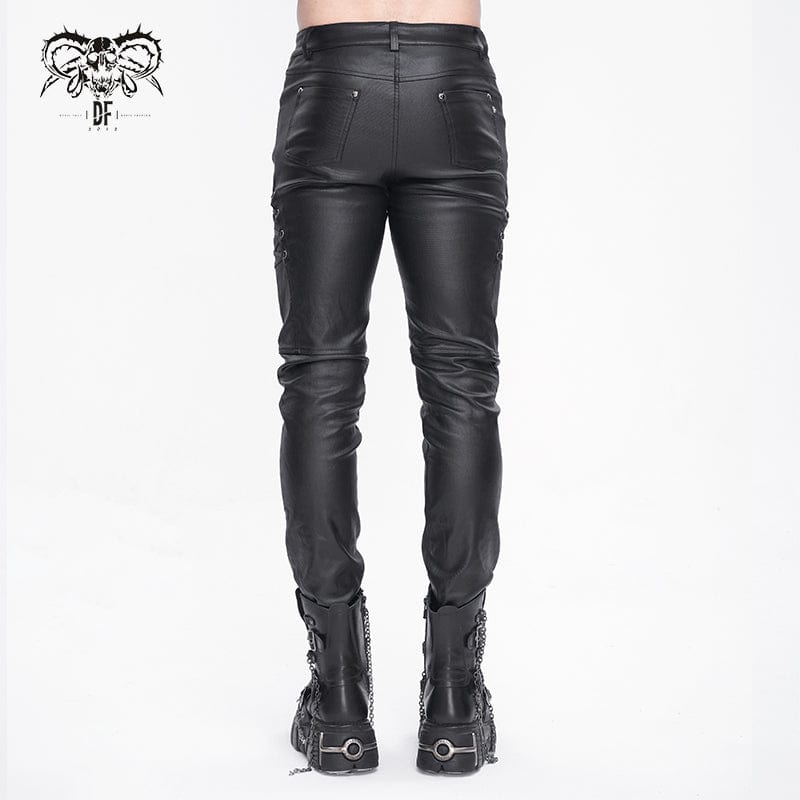 DEVIL FASHION Men's Punk Studded Lace-up Pants