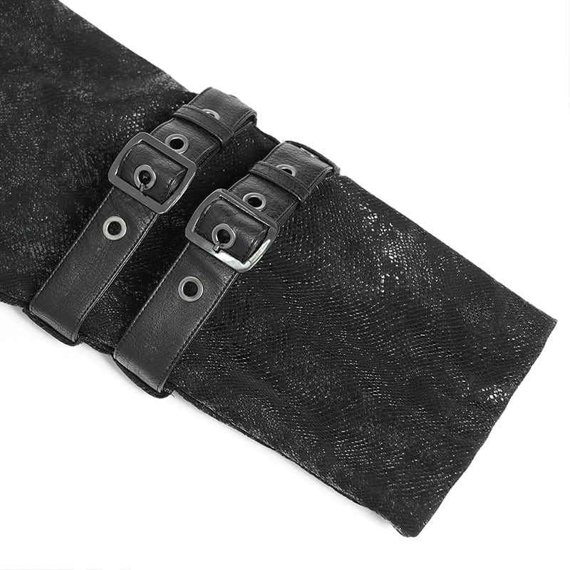 DEVIL FASHION Men's Punk Zip Stand Collar Hooded Coat with Detachable Belt