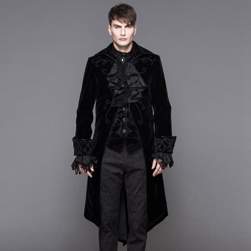 DEVIL FASHION Men's Standup Collar Vintage Tailcoat