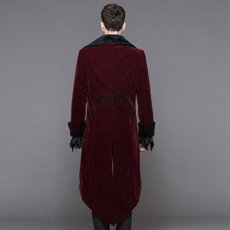 DEVIL FASHION Men's Standup Collar Vintage Tailcoat