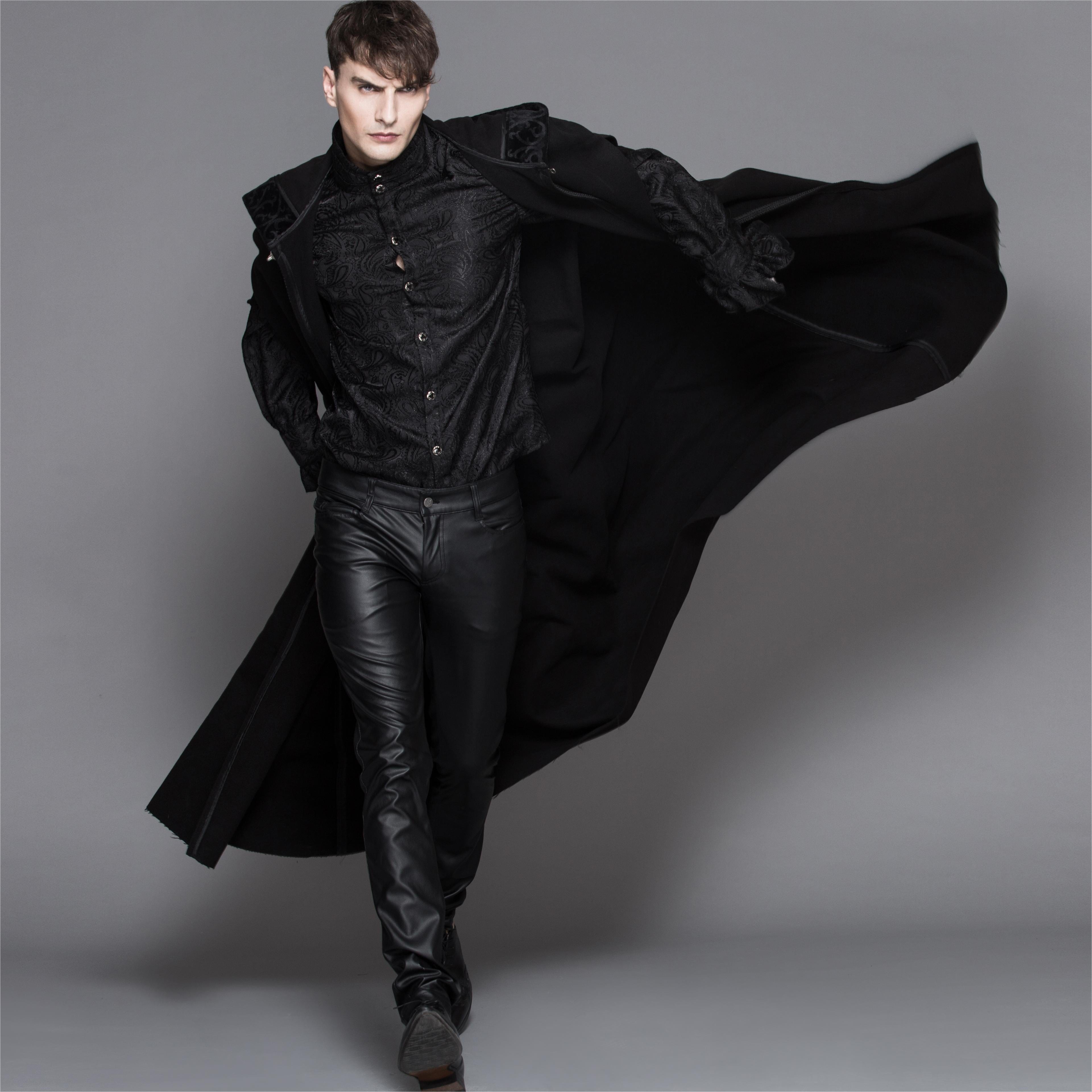 DEVIL FASHION Men's/Women's Goth Hooded Long Cloak With Feathered Collar
