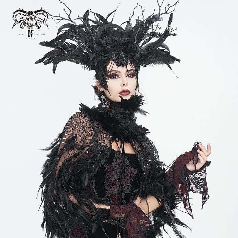 DEVIL FASHION Unisex Gothic Feather Collar