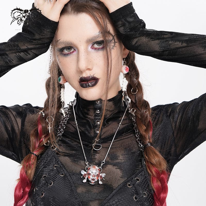 DEVIL FASHION Women's Cyberpunk Alien-Core Crying Robot Necklace