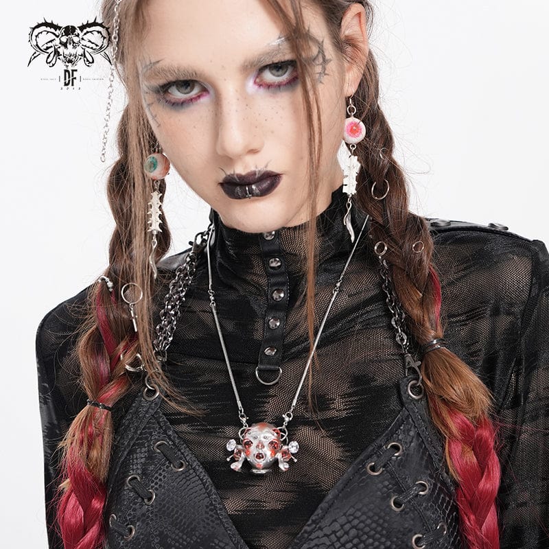 DEVIL FASHION Women's Cyberpunk Alien-Core Crying Robot Necklace