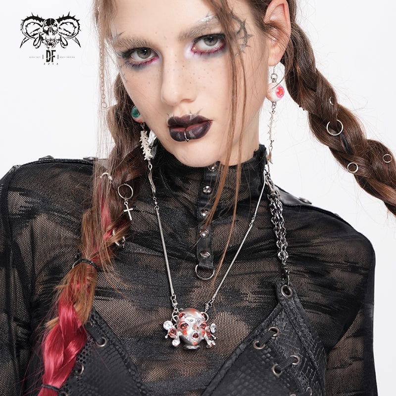 DEVIL FASHION Women's Cyberpunk Alien-Core Crying Robot Necklace