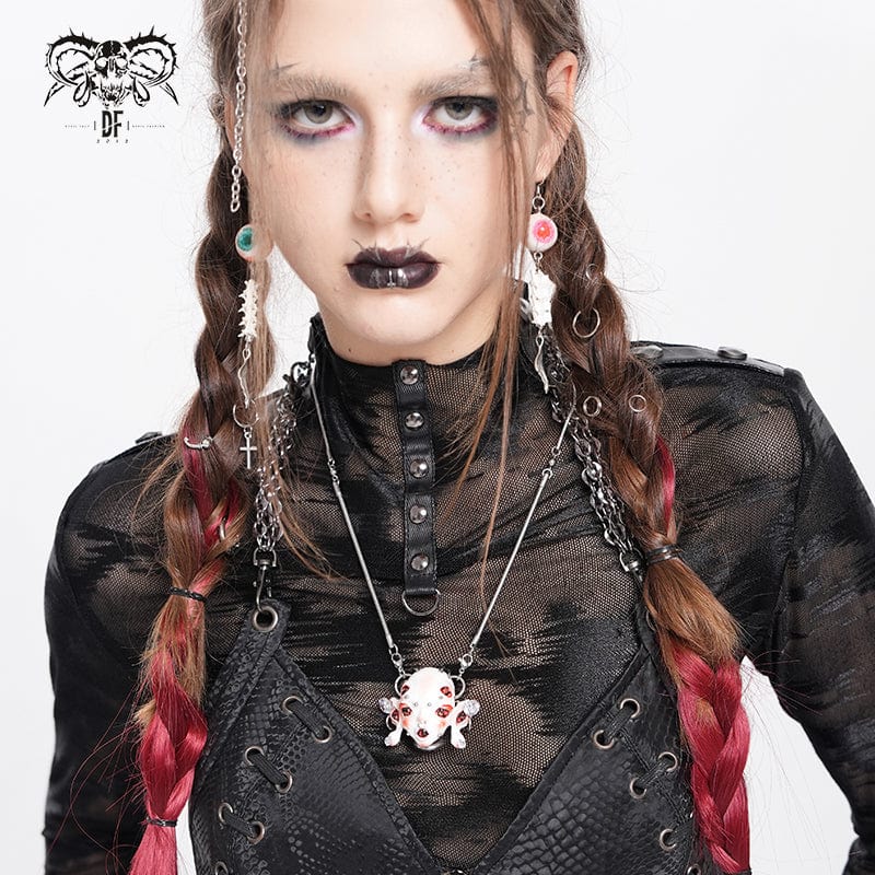 DEVIL FASHION Women's Cyberpunk Weird Alien-Core Crying Robot Necklace