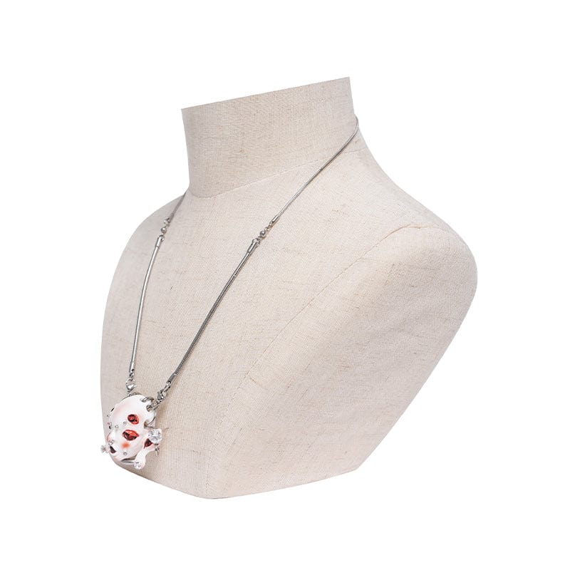 DEVIL FASHION Women's Cyberpunk Weird Alien-Core Crying Robot Necklace