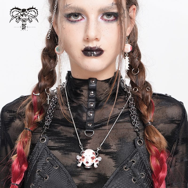 DEVIL FASHION Women's Cyberpunk Weird Alien-Core Crying Robot Necklace