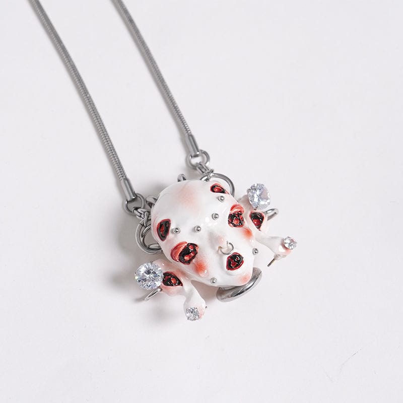DEVIL FASHION Women's Cyberpunk Weird Alien-Core Crying Robot Necklace