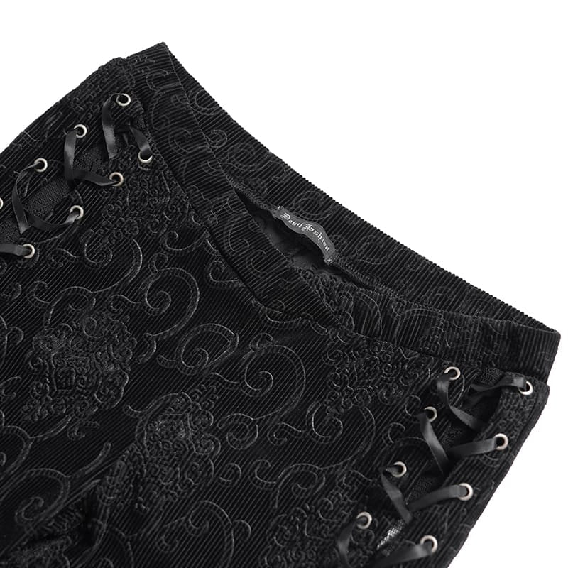 DEVIL FASHION Women's Goth Lace Frill Trousers