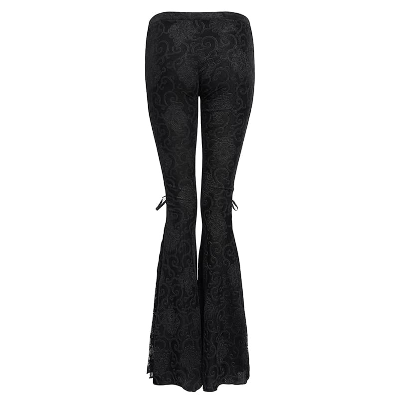 DEVIL FASHION Women's Goth Lace Frill Trousers