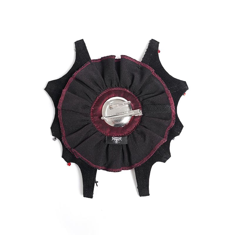 DEVIL FASHION Women's Gothic Bat Rose Cross Hair Clip Badge Holder