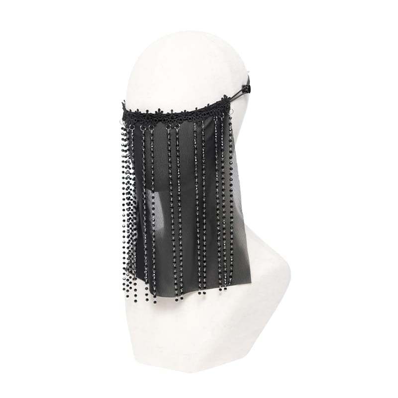 DEVIL FASHION Women's Gothic Beaded Tassels Mask