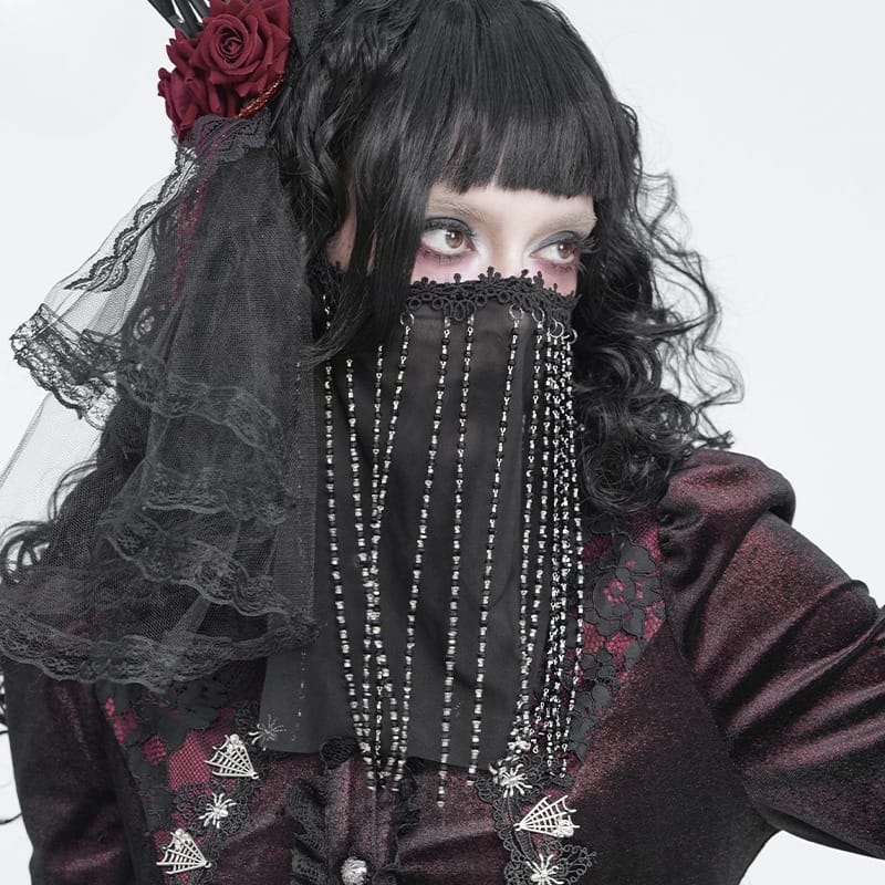 DEVIL FASHION Women's Gothic Beaded Tassels Mask