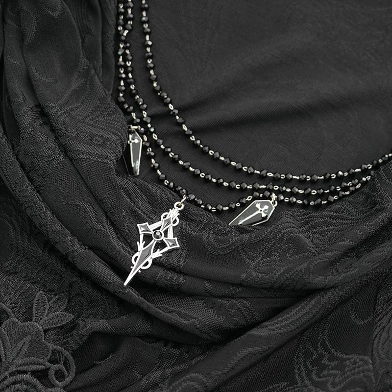 DEVIL FASHION Women's Gothic Cowl Neck Flared Sleeved Shirt