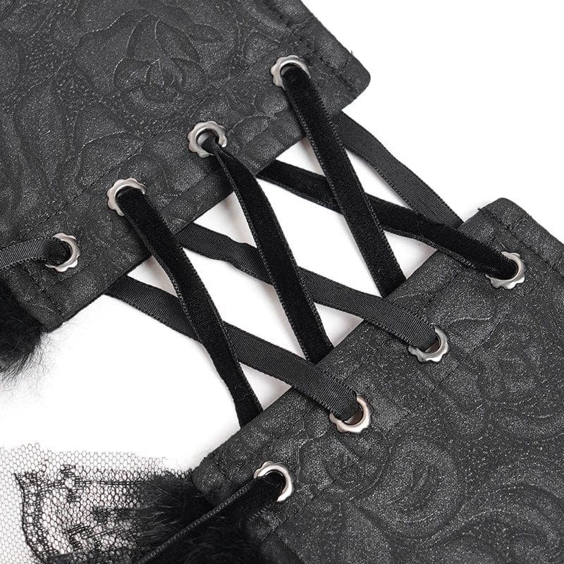 DEVIL FASHION Women's Gothic Crochet Lace-up Cross&Eyes Underbust Corset